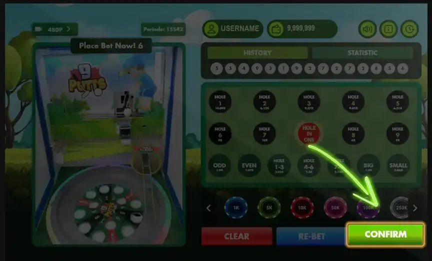 Confirm taruhan hole anda di 9-putts